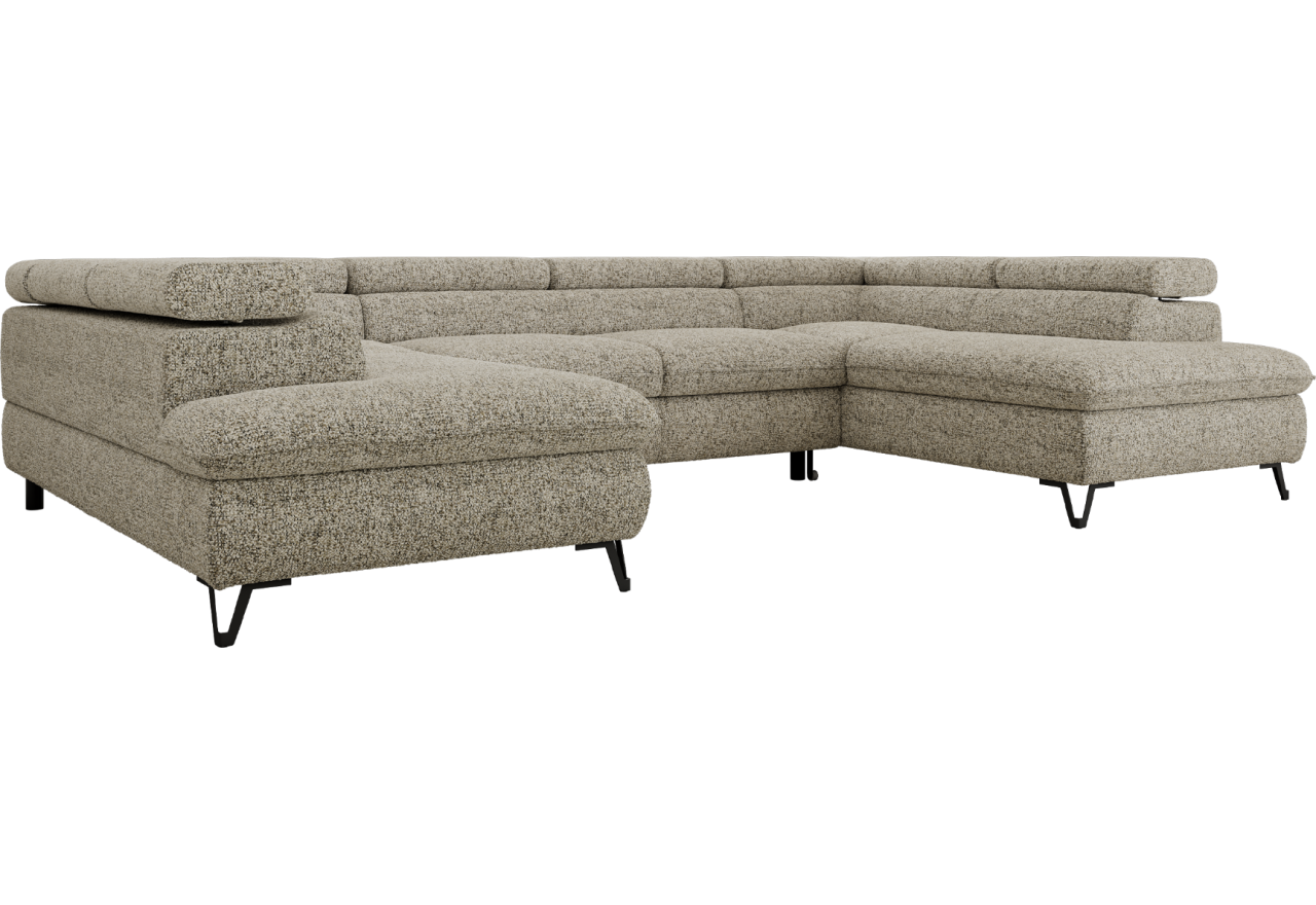 Narożnik PABLO U - uniwersalny - beżowy, struktura - topper Visco