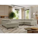 Narożnik PABLO U - uniwersalny - beżowy, struktura - topper Visco