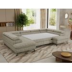 Narożnik PABLO U - uniwersalny - beżowy, struktura - topper Visco