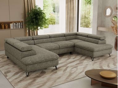 Narożnik PABLO U - uniwersalny - szary, struktura - topper Visco