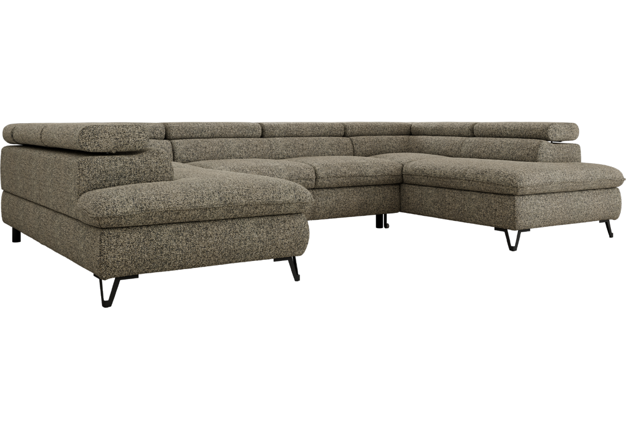 Narożnik PABLO U - uniwersalny - szary, struktura - topper Visco