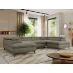 Narożnik PABLO U - uniwersalny - szary, struktura - topper Visco