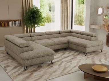 Narożnik PABLO U - uniwersalny - ciemnobeżowy, struktura - topper Visco