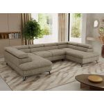 Narożnik PABLO U - uniwersalny - ciemnobeżowy, struktura - topper Visco