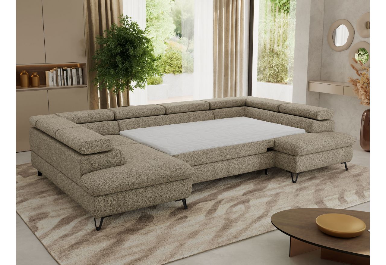 Narożnik PABLO U - uniwersalny - ciemnobeżowy, struktura - topper Visco