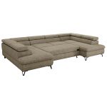 Narożnik PABLO U - uniwersalny - ciemnobeżowy, struktura - topper Visco