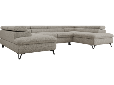 Narożnik PABLO U - uniwersalny - jasnoszary, struktura - topper Visco