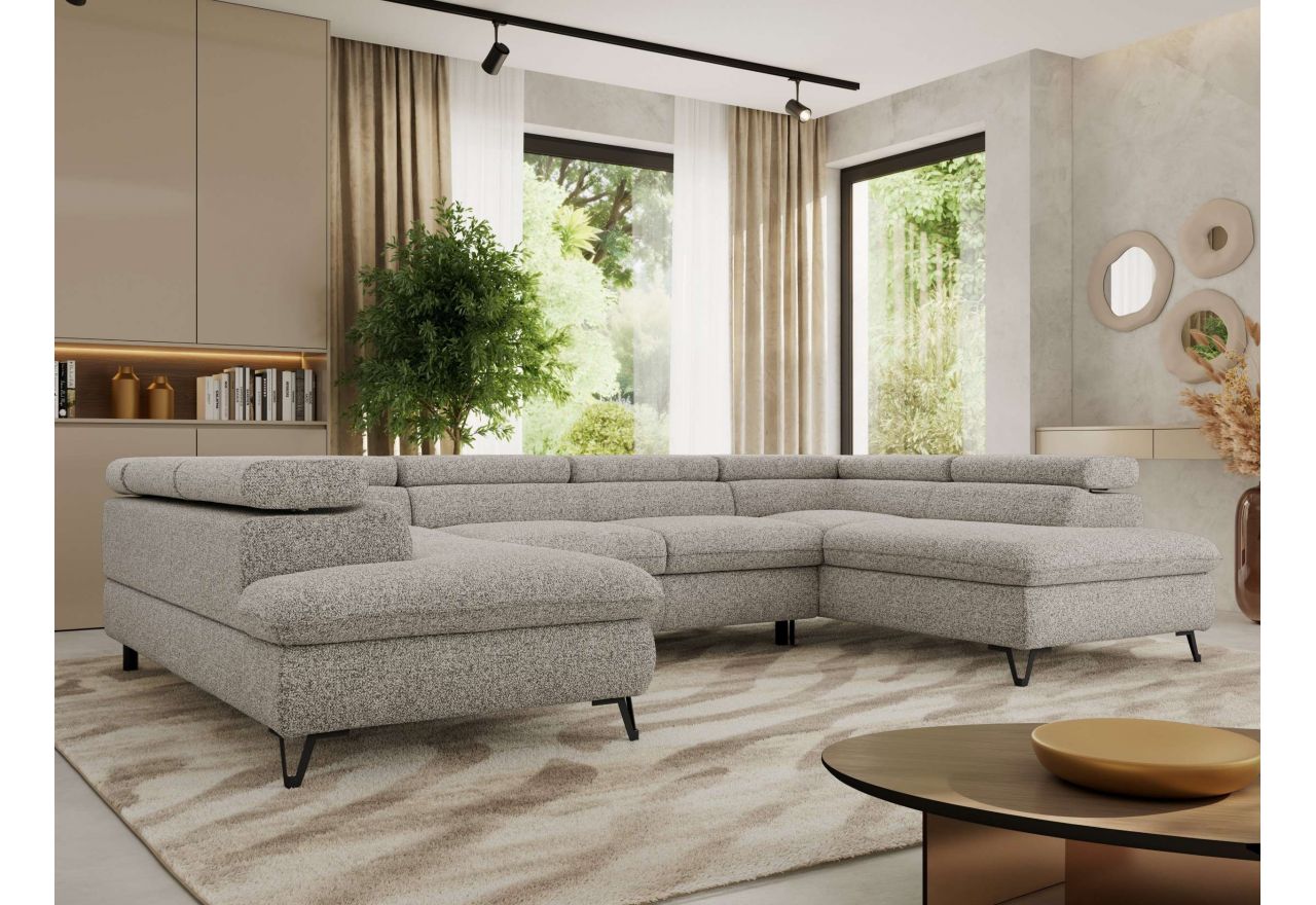 Narożnik PABLO U - uniwersalny - jasnoszary, struktura - topper Visco