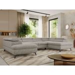 Narożnik PABLO U - uniwersalny - jasnoszary, struktura - topper Visco