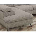 Narożnik PABLO U - uniwersalny - jasnoszary, struktura - topper Visco