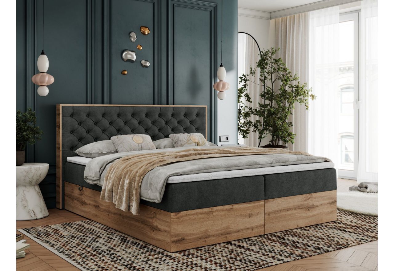 Łóżko kontynentalne ALBERO 3 180x200 - Matana 05 - ciemny szary - OUTLETU