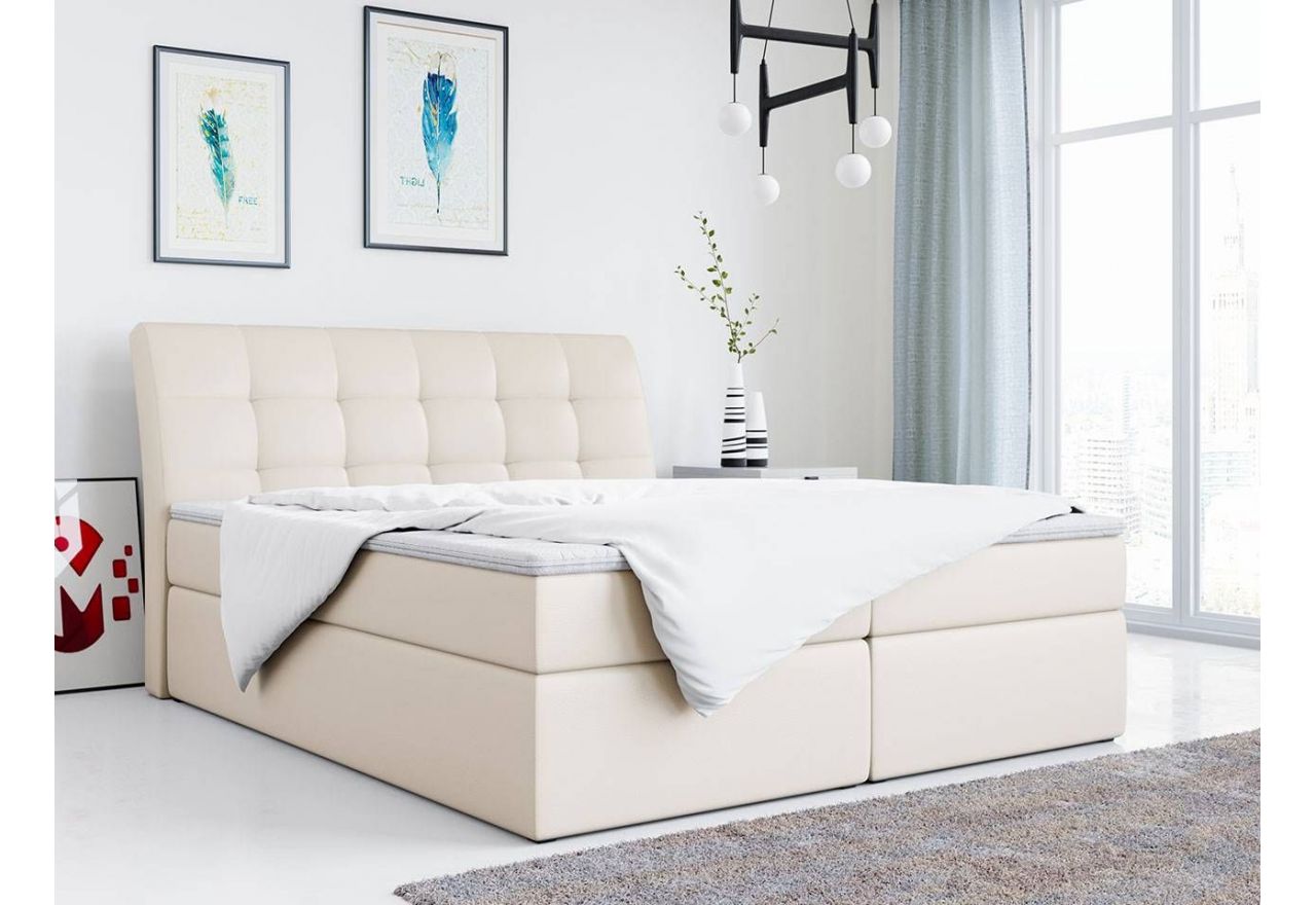 Eleganckie łóżko kontynentalne z wysokim wezgłowiem do sypialni - DINGO / Madryt 921