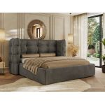 Łóżko tapicerowane FLONELLE CLASSIC 200x200 - ciemnoszary, welwet