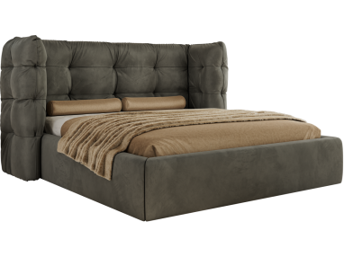 Łóżko tapicerowane FLONELLE CLASSIC 200x200 - ciemnoszary, welwet