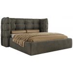 Łóżko tapicerowane FLONELLE CLASSIC 160x200 - materac piankowy - ciemnoszary, welwet