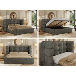 Łóżko tapicerowane FLONELLE CLASSIC 180x200 - materac piankowy - ciemnoszary, welwet