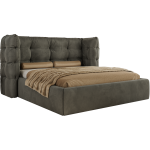 Łóżko tapicerowane FLONELLE CLASSIC 200x200 - materac piankowy - ciemnoszary, welwet
