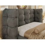 Łóżko tapicerowane FLONELLE CLASSIC 200x200 - materac pocket - ciemnoszary, welwet