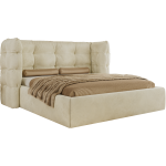 Łóżko tapicerowane FLONELLE CLASSIC 180x200 - materac pocket - kremowy, welwet