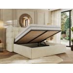 Łóżko tapicerowane FLONELLE CLASSIC 180x200 - materac pocket - kremowy, welwet