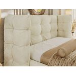 Łóżko tapicerowane FLONELLE CLASSIC 200x200 - materac pocket - kremowy, welwet