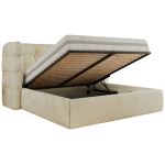 Łóżko tapicerowane FLONELLE CLASSIC 160x200 - materac multipocket - kremowy, welwet