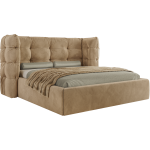 Łóżko tapicerowane FLONELLE CLASSIC 180x200 - materac piankowy - jasnobrązowy, welwet