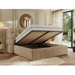 Łóżko tapicerowane FLONELLE CLASSIC 160x200 - materac pocket - jasnobrązowy, welwet