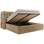 Łóżko tapicerowane FLONELLE CLASSIC 160x200 - materac pocket - jasnobrązowy, welwet