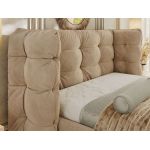 Łóżko tapicerowane FLONELLE CLASSIC 200x200 - materac multipocket - jasnobrązowy, welwet