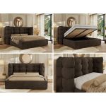 Łóżko tapicerowane FLONELLE CLASSIC 160x200 - brązowy, welwet