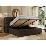 Łóżko tapicerowane FLONELLE CLASSIC 140x200 - materac piankowy - brązowy, welwet