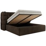 Łóżko tapicerowane FLONELLE CLASSIC 140x200 - materac piankowy - brązowy, welwet