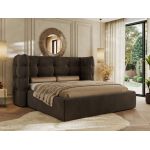 Łóżko tapicerowane FLONELLE CLASSIC 160x200 - materac piankowy - brązowy, welwet