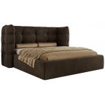 Łóżko tapicerowane FLONELLE CLASSIC 140x200 - materac multipocket - brązowy, welwet