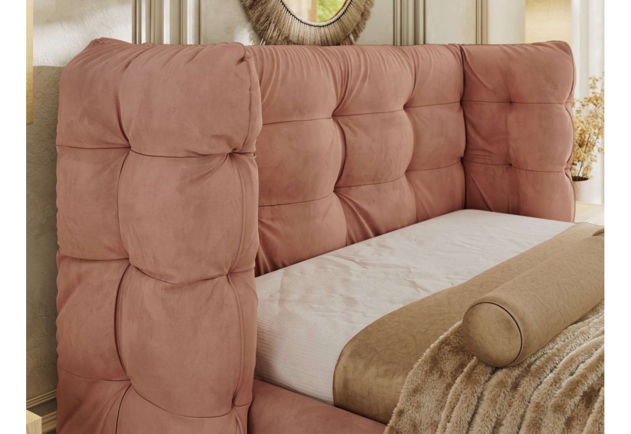 Łóżko tapicerowane FLONELLE CLASSIC 180x200 - różowy, welwet