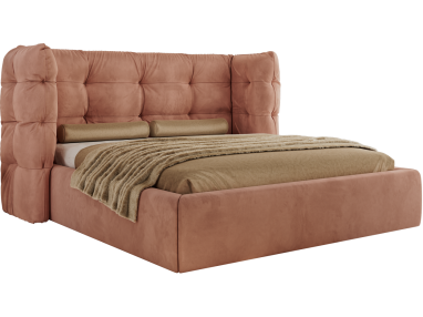 Łóżko tapicerowane FLONELLE CLASSIC 200x200 - materac piankowy - różowy, welwet