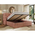 Łóżko tapicerowane FLONELLE CLASSIC 200x200 - materac piankowy - różowy, welwet