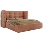 Łóżko tapicerowane FLONELLE CLASSIC 180x200 - materac pocket - różowy, welwet