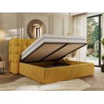 Łóżko tapicerowane FLONELLE CLASSIC 140x200 - żółty, welwet