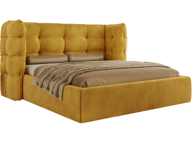 Łóżko tapicerowane FLONELLE CLASSIC 200x200 - żółty, welwet