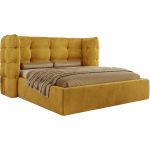 Łóżko tapicerowane FLONELLE CLASSIC 140x200 - materac piankowy - żółty, welwet