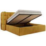Łóżko tapicerowane FLONELLE CLASSIC 160x200 - materac piankowy - żółty, welwet