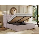 Łóżko tapicerowane FLONELLE CLASSIC 140x200 - materac piankowy - jasnoróżowy, welwet