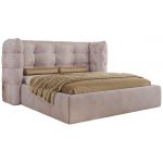 Łóżko tapicerowane FLONELLE CLASSIC 200x200 - materac piankowy - jasnoróżowy, welwet