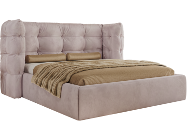 Łóżko tapicerowane FLONELLE CLASSIC 200x200 - materac multipocket - jasnoróżowy, welwet