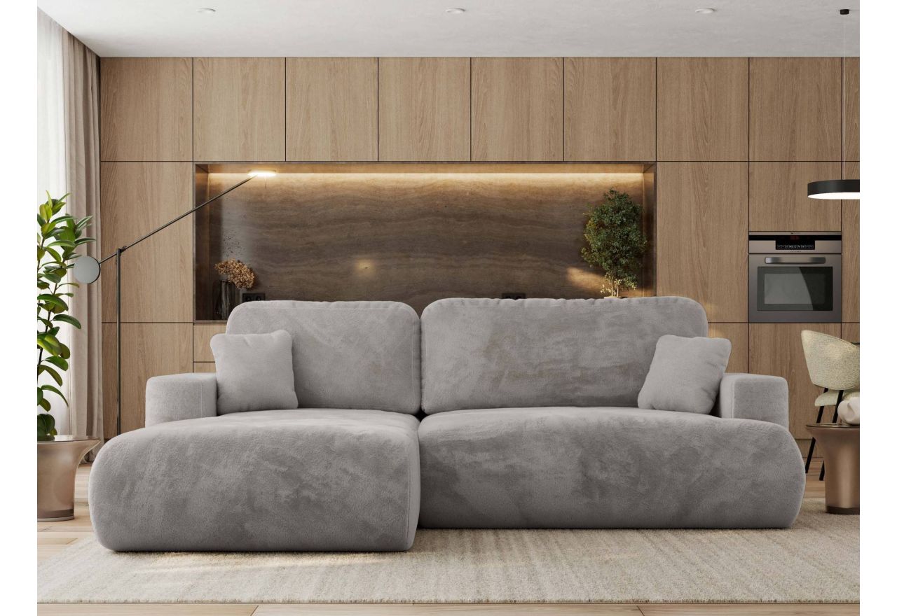 Narożnik - OVO L - strona lewa - jasnoszary, plusz