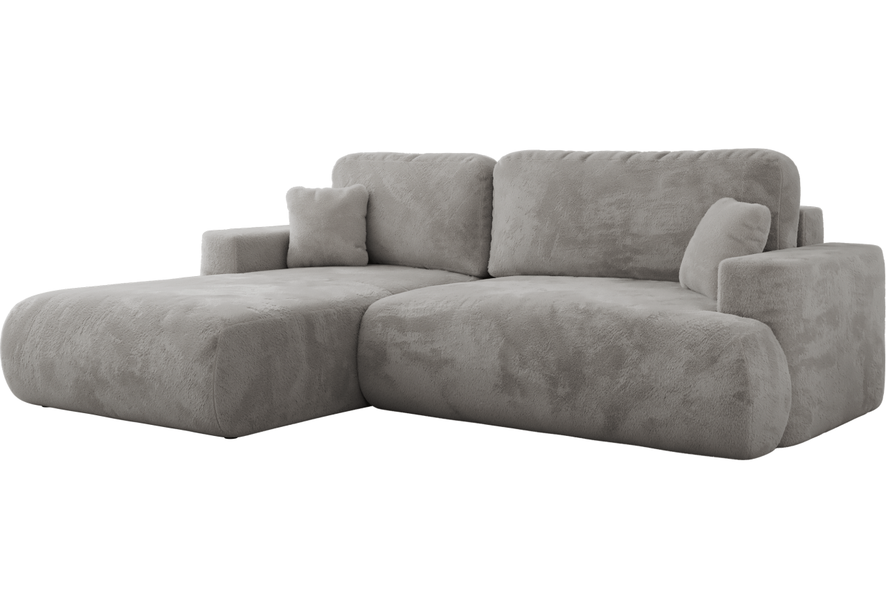 Narożnik - OVO L - strona lewa - jasnoszary, plusz