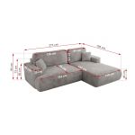 Narożnik - OVO L - strona lewa - jasnoszary, plusz