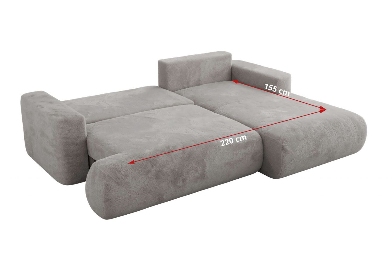 Narożnik - OVO L - strona lewa - jasnoszary, plusz